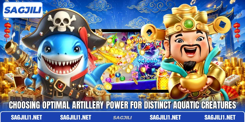 Choosing optimal artillery power for distinct aquatic creatures Choosing optimal artillery power for distinct aquatic creatures