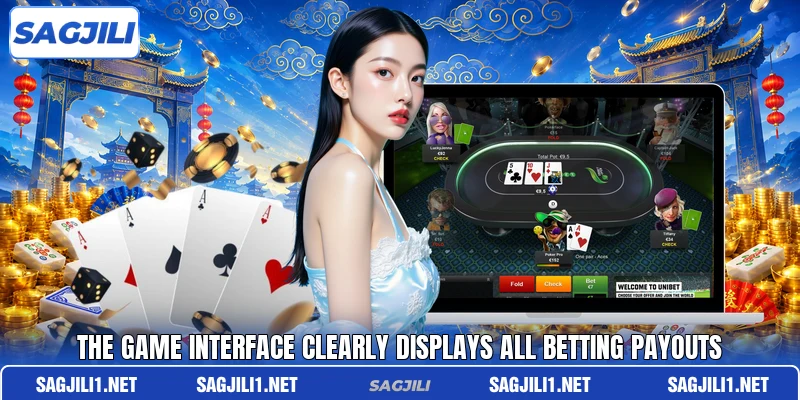 The game interface clearly displays all betting payouts The game interface clearly displays all betting payouts